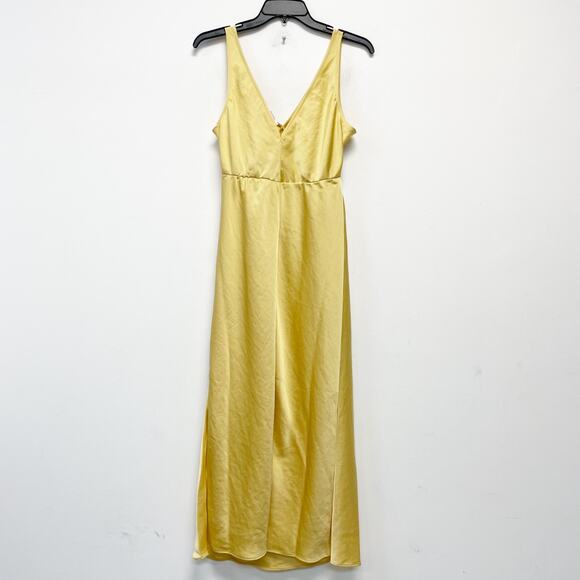 Isabel By Ingrid & Isabel Women's Yellow Satin V Neckline Slip Dress Size s - Picture 2 of 5